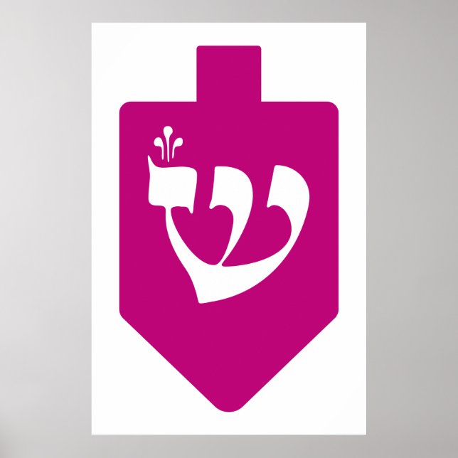 Magenta Dreidel Hebrew Letter Shin Hanukkah Poster (Vorne)