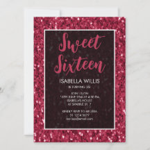 Magenta dunkelrosa Glitzern Sweet 16 elegante Schr