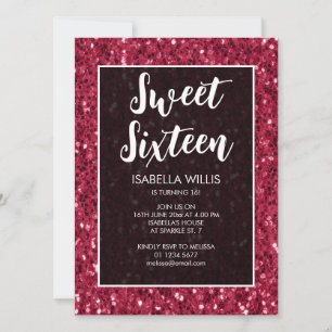 Magenta dunkelrosa Glitzern Sweet 16 elegante Schr Einladung