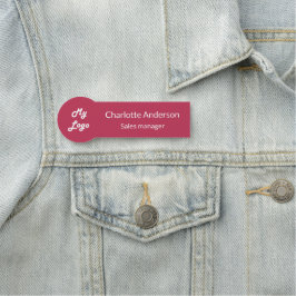 Magenta eleganter Logomitarbeiter Namensschild