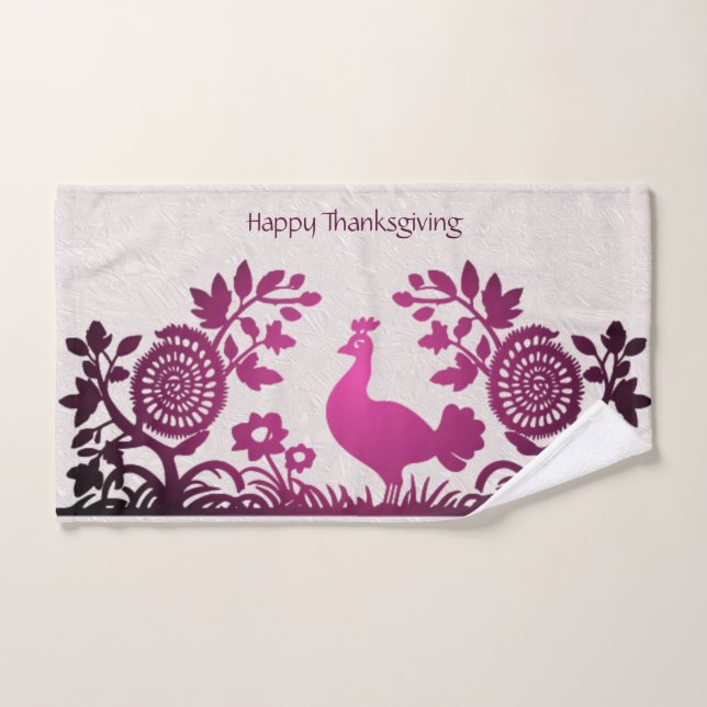 Magenta Erntedank Türkei Blumenhandtuch Handtuch (Handtuch)