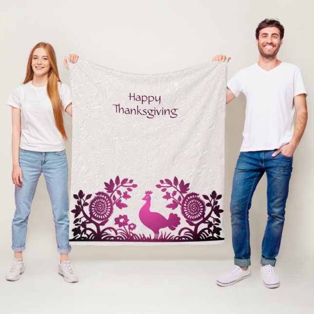 Magenta Erntedank Türkei Floral Fleece Blanket (Beispiel)
