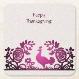 Magenta Erntedank Turkey Floral Paper Untersetzer