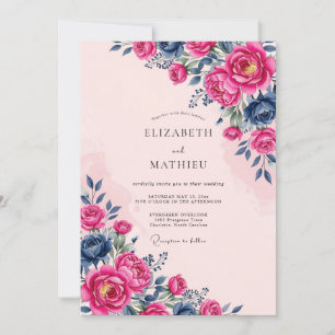 Magenta Fester Hochzeit im Frühling Einladung