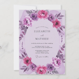 Magenta Fliederblüten-Hochzeit Einladung