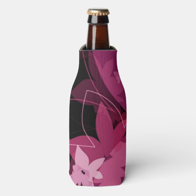 Magenta Floral Pattern Flaschenkühler (Flaschenvorderseite)