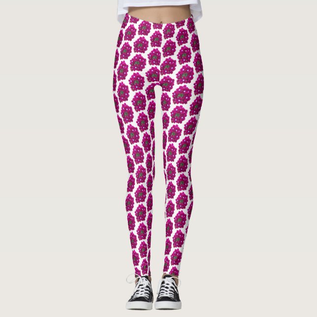 Magenta Floral Pattern Leggings (Vorderseite)