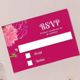 Magenta floral Response Card RSVP Karte