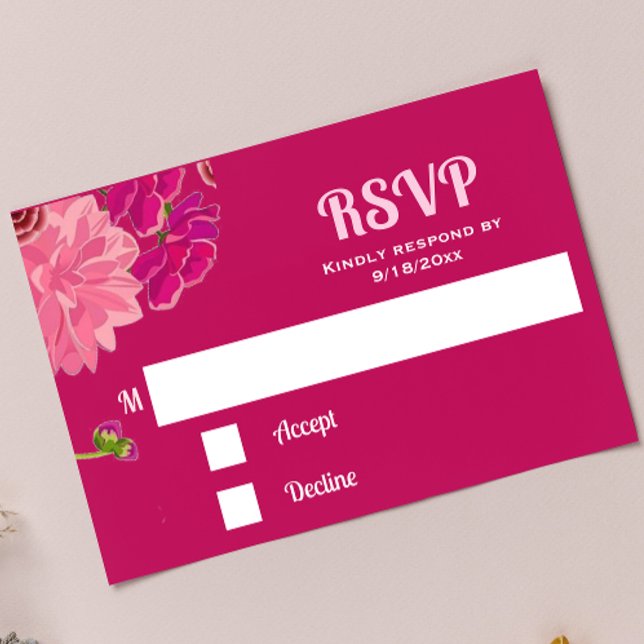 Magenta floral Response Card RSVP Karte (Von Creator hochgeladen)