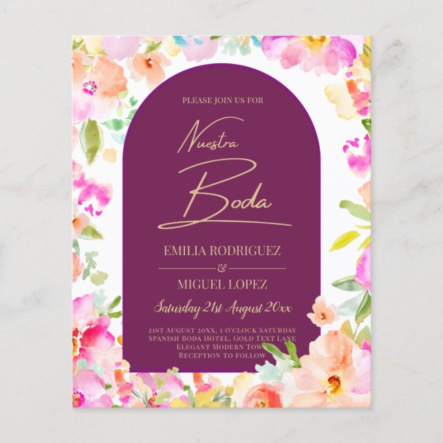 Magenta Floral Wedding Flyer (Vorne)