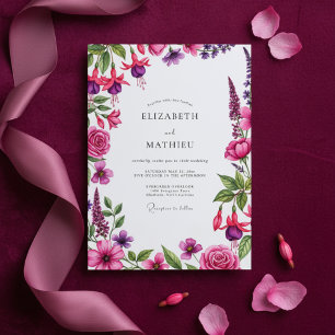Magenta Florale Hochzeit Einladung
