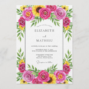 Magenta Florale Launen Hochzeit Einladung