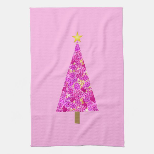 Magenta florentaler Weihnachtsbaum Handtuch (Vertikal)