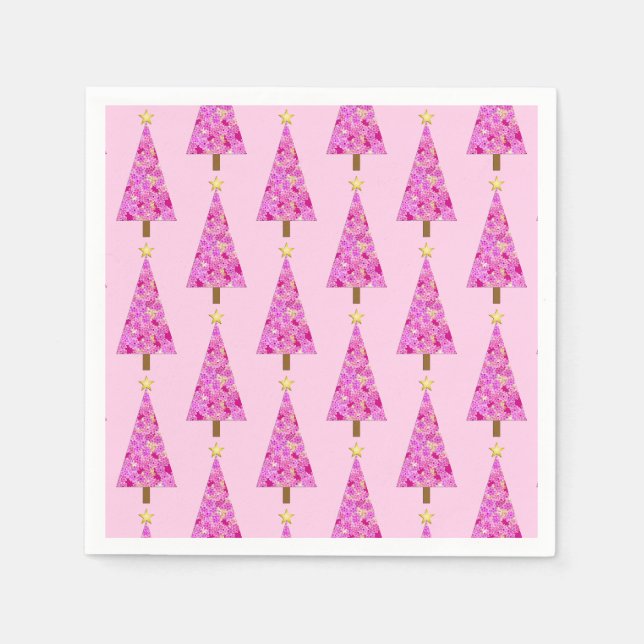 Magenta florentaler Weihnachtsbaum Napkins Serviette (Vorderseite)