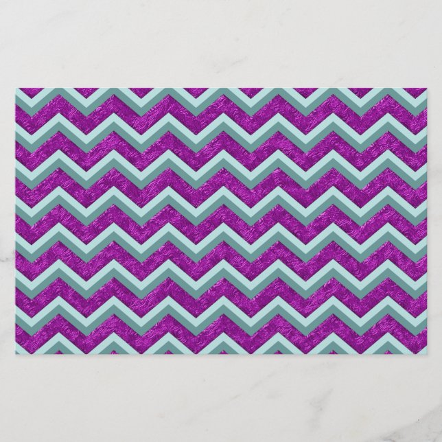 Magenta Foil und Aquamarines ZigZag Muster Briefpapier (Vorderseite)