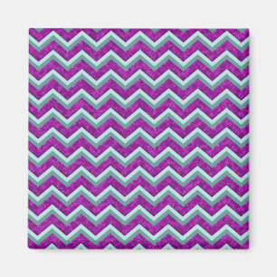 Magenta Foil und Aquamarines ZigZag Muster Magnet