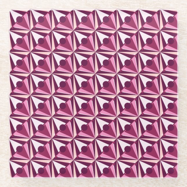 Magenta Formen Glasuntersetzer (Vorderseite)