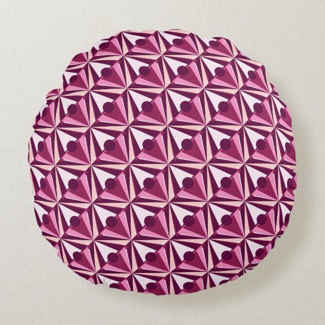 Magenta Formen Rundes Kissen (Vorderseite)