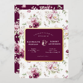 Magenta Garten Blumen Hochzeit Einladung Folie