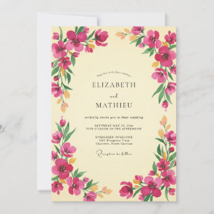 Magenta gemalte Pfingstrosen-Hochzeit Einladung