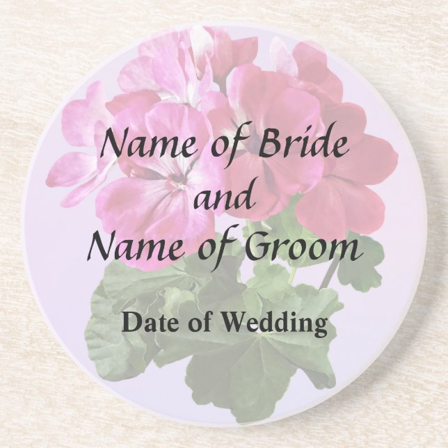 Magenta Geranium Wedding Getränkeuntersetzer (Vorne)