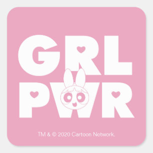 Magenta:Girl-Power Quadratischer Aufkleber