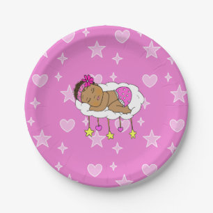 Magenta Girl's Baby Shower Paper Plate Pappteller