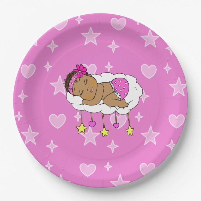 Magenta Girl's Baby Shower Pappteller (Vorderseite)