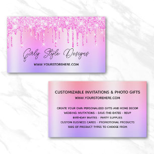 Magenta Glitter-Tropfen Multi Ombre Online-Shop Visitenkarte
