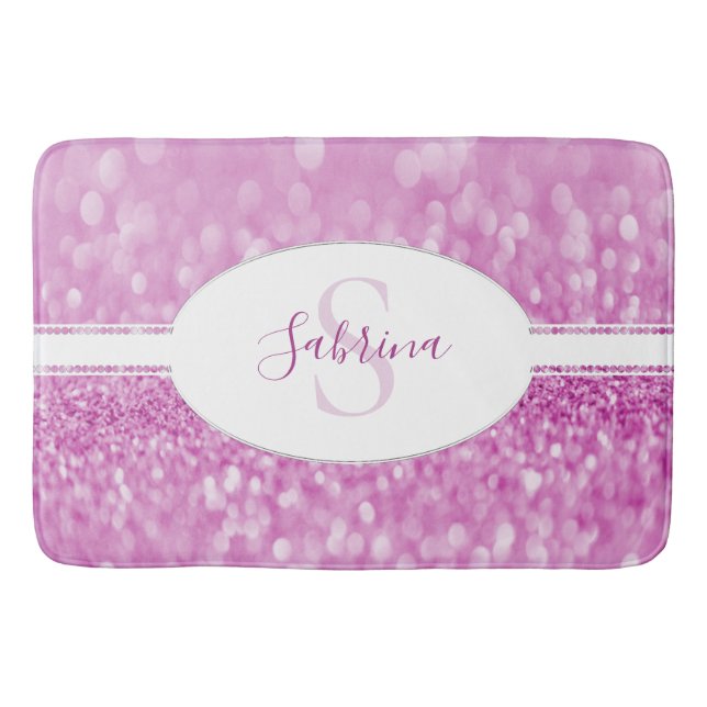 Magenta Glitzer Personalize Bath Mat Badematte (Vorderseite)