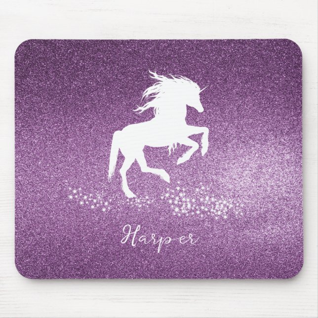 Magenta Glitzer Unicorn Mouse Pad Mousepad (Vorne)