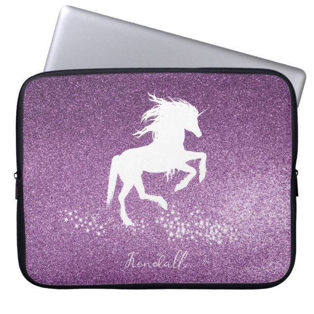 Magenta Glitzer Unicorn Notebook-Sieb Laptopschutzhülle (Vorderseite)