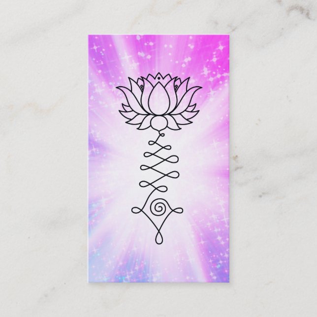 *~* Magenta Glitzern Lotus Reiki Heilenergie Visitenkarte (Vorderseite)