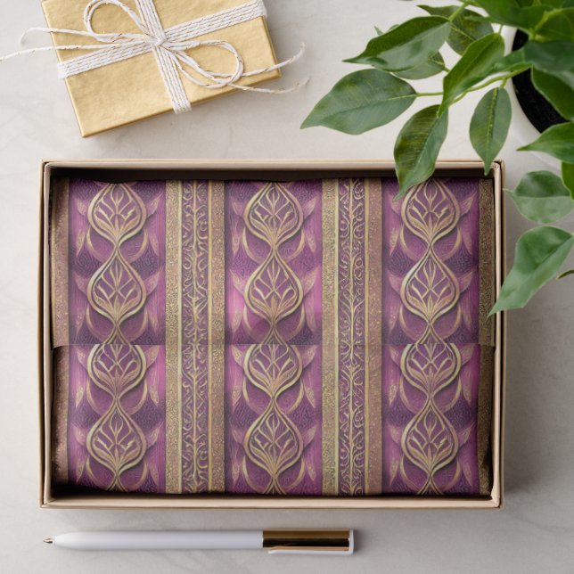 Magenta Gold Christmas Pattern#27 ID1009 Seidenpapier (Geschenk)