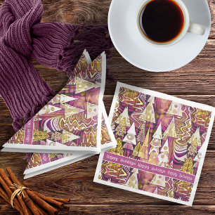 Magenta Gold Weihnachten Merry Pattern#25 ID1009 Serviette