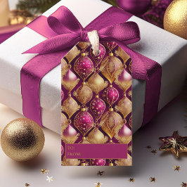 Magenta Gold Weihnachtsmuster#12 ID1009 Geschenkanhänger