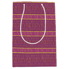 Magenta Gold Weihnachtsmuster#35b ID1009 Mittlere Geschenktüte