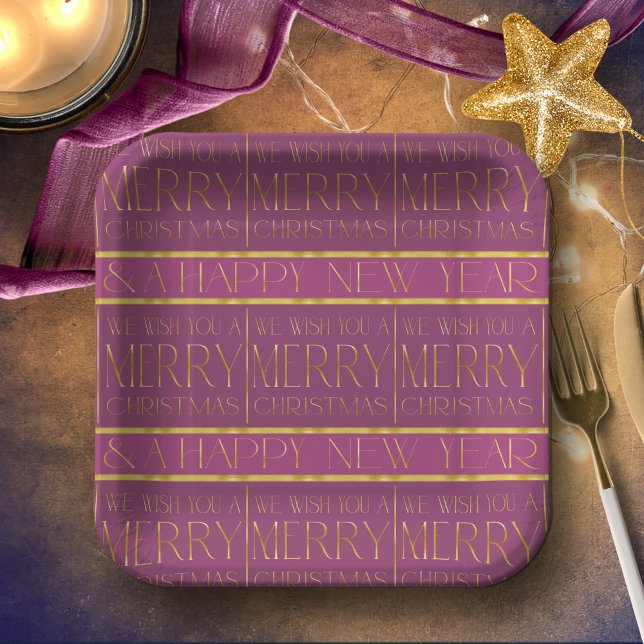 Magenta Gold Weihnachtsmuster#35b ID1009 Pappteller (Von Creator hochgeladen)