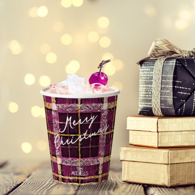 Magenta Gold Weihnachtsmuster#7 ID1009 Pappbecher (Von Creator hochgeladen)