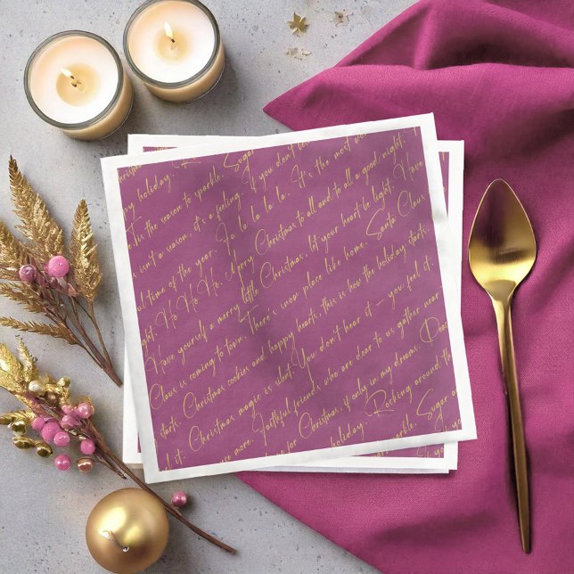 Magenta Gold Weihnachtstypografie Muster36 ID1009 Serviette (Von Creator hochgeladen)