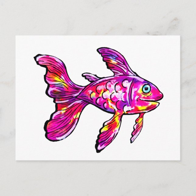 Magenta Goldfish Postkarte (Vorderseite)