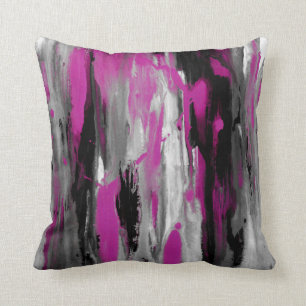 Magenta Grau Schwarz-Weiß-Abstrakte Throw-Pilze Kissen