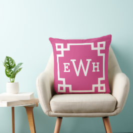 Magenta Griechische Tastenkombination für Monogram Kissen