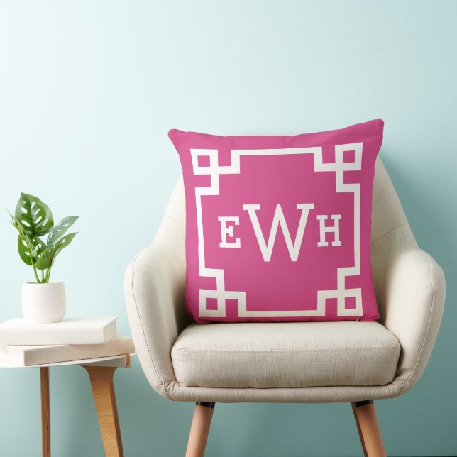 Magenta Griechische Tastenkombination für Monogram Kissen (Stuhl )
