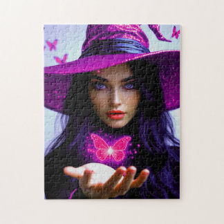 Magenta Halloween Magische Hexe mit Schmetterlinge