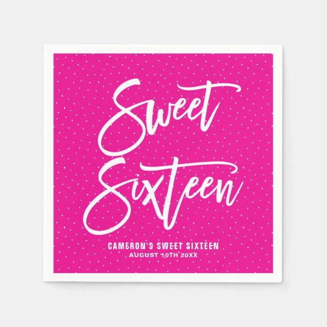 Magenta Hand Letted Baby Shooting Paper Napkins II Serviette (Vorderseite)