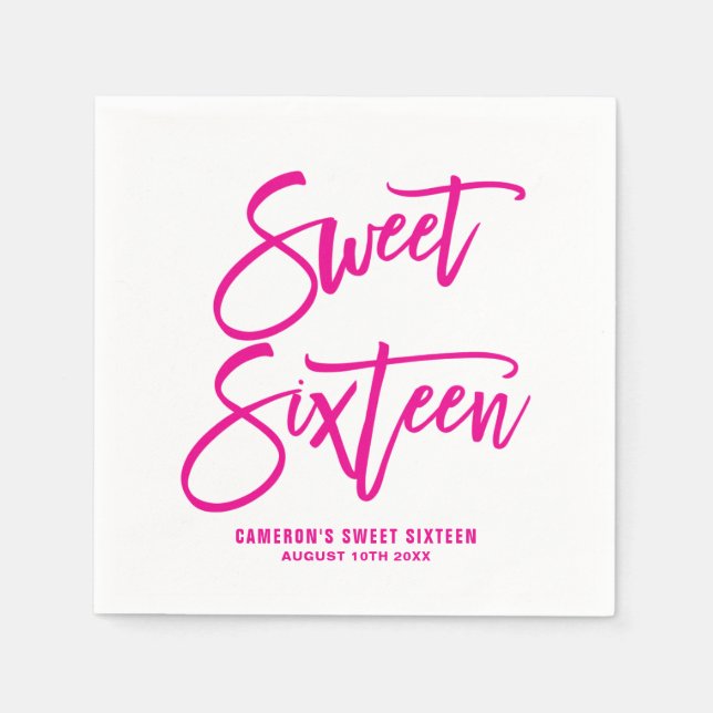 Magenta Hand Lettered Baby Shooting Paper Napkins  Serviette (Vorderseite)