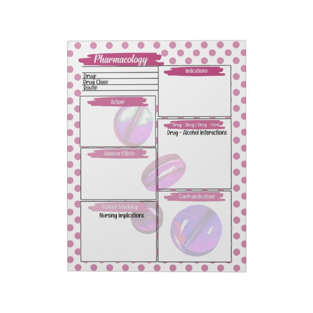 Magenta Healthcare Student Notizblock (Rotiert)