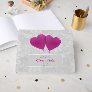 Magenta Heart Balloons Wedding Guest Book Gästebuch