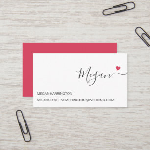 Magenta Heart Simple Elegante Typografie Custom Visitenkarte